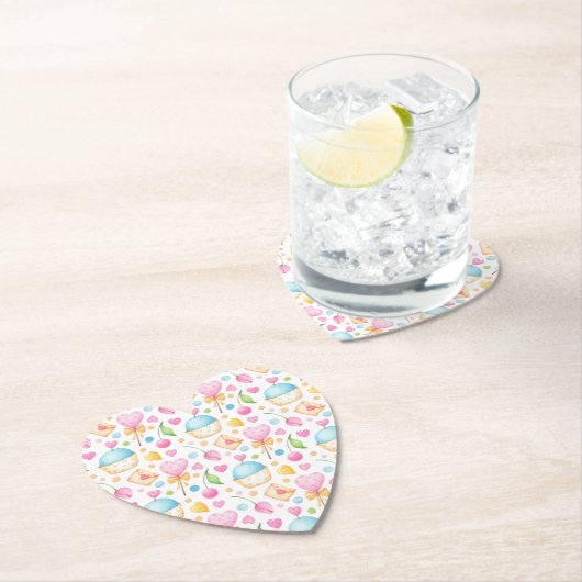 Hart- en Cupcakes heerlijk Waterverf patroon Kartonnen Onderzetters (Insitu)