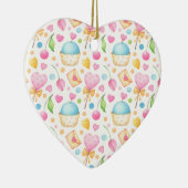 Hart- en Cupcakes heerlijk Waterverf patroon Keramisch Ornament (Rechts)