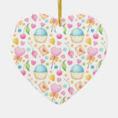 Hart- en Cupcakes heerlijk Waterverf patroon Keramisch Ornament (Voorkant)