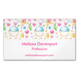 Hart- en Cupcakes heerlijk Waterverf patroon Magnetisch Visitekaartje