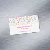 Hart- en Cupcakes heerlijk Waterverf patroon Magnetisch Visitekaartje (Voorbeeld)