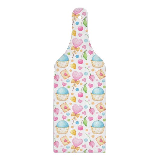 Hart- en Cupcakes heerlijk Waterverf patroon Snijplank (Voorkant)