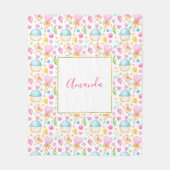 Hart- en cupcakes Waterverf-patroon Fleece Deken (Voorkant)
