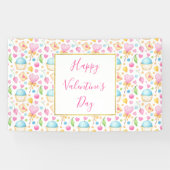 Hart- en cupcakes Waterverf-patroon Spandoek (Horizontaal)