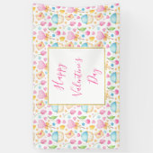 Hart- en cupcakes Waterverf-patroon Spandoek (Verticaal)