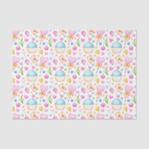 Hart- en cupcakes Waterverf-patroon Tissuepapier