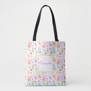 Hart- en cupcakes Waterverf-patroon Tote Bag