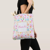 Hart- en cupcakes Waterverf-patroon Tote Bag (Dichtbij)