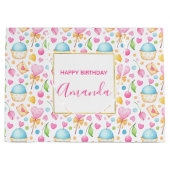 Hart- en Cupcakes Waterverf Pattern Birthday Groot Cadeauzakje (Voorkant)