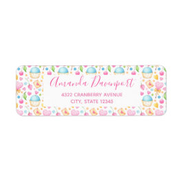 Hart- en cupcakes, zoet patroon etiket