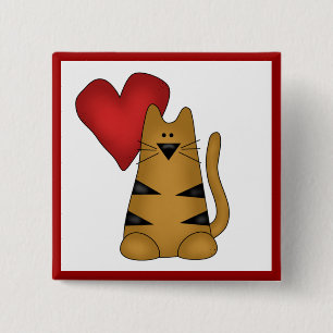 Hart en de de Gestreepte T-shirts en Giften van de Vierkante Button 5,1 Cm