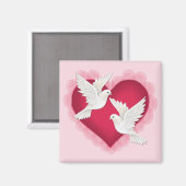 Hart en duven - Roze Magneet (Voorkant / Achterkant)