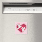 Hart en duven - Roze Magneet (Insitu (Vaatwasser))