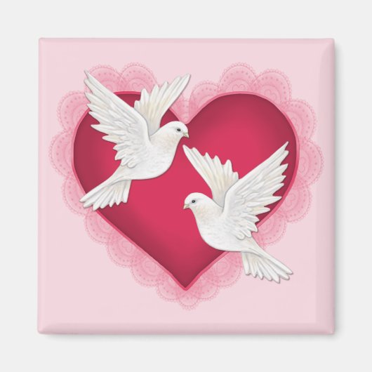 Hart en duven - Roze Magneet (Voorkant)