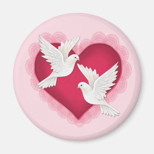 Hart en duven - Roze Magneet (Voorkant)