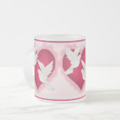 Hart en duven - Roze Matglas Koffiemok (Voorkant links)