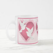 Hart en duven - Roze Matglas Koffiemok (Links)
