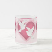 Hart en duven - Roze Matglas Koffiemok (Center)