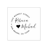 Hart- en e-legant-ronde-tekstweduwenadres rubberstempel (Afrduk)