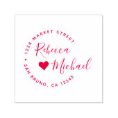 Hart- en e-legant-ronde-tekstweduwenadres zelfinktende stempel (Design)