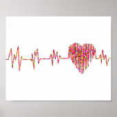 Hart en EKG; kleurrijk Poster (Voorkant)