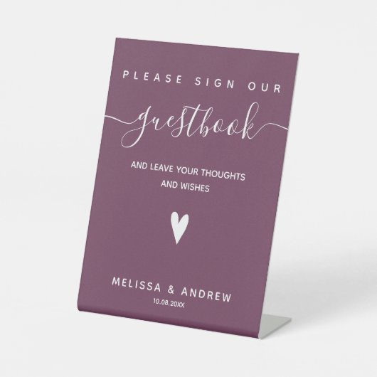 Hart en elegant script - Weddenschap Reclamebord Met Voetstuk (Voorkant)