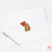 Hart en Gestreepte Kat Ronde Sticker (Envelop)