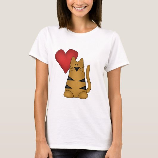 Hart en Gestreepte Kat Tshirts en Geschenken (Voorkant)