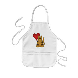 Hart en Gestreepte Kat Tshirts en Geschenken Kinder Schort