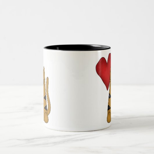 Hart en gestripte kat tweekleurige koffiemok (Center)