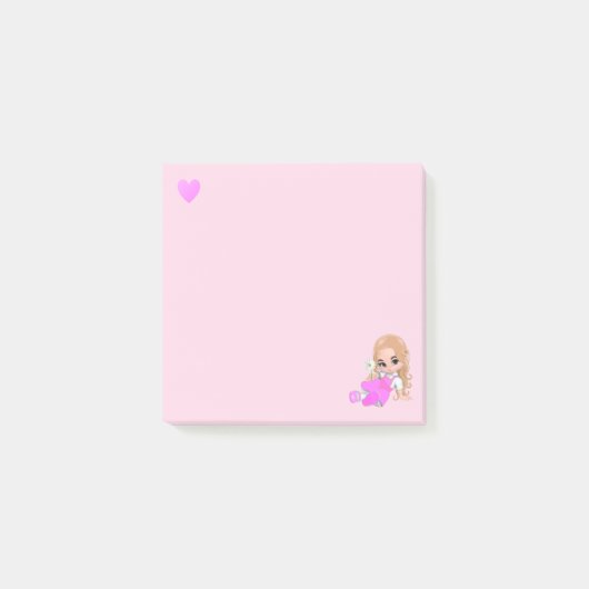 Hart en griep met Daisy op lichtroze Post-it® Notes (Voorkant)
