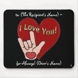 Hart en hand - ASL voor I Love You (gepersonalisee Muismat