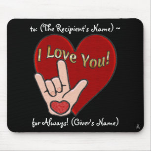 Hart en hand - ASL voor I Love You (gepersonalisee Muismat