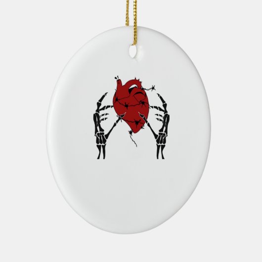 Hart en handen - Skelet Hart Handen Keramisch Ornament (Rechts)