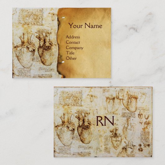 Hart en het parketmonogram voor bloedvaten visitekaartje (Voorkant / Achterkant)
