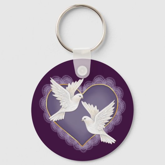 Hart en honden - Paars Sleutelhanger (Voorkant)