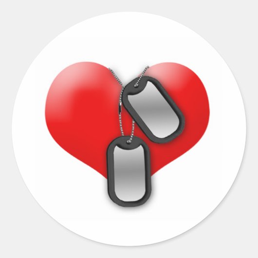 Hart- en hondentags ronde sticker (Voorkant)