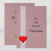 Hart en Kant speciale valentijn Feestdagenkaart (Voorkant / Achterkant)
