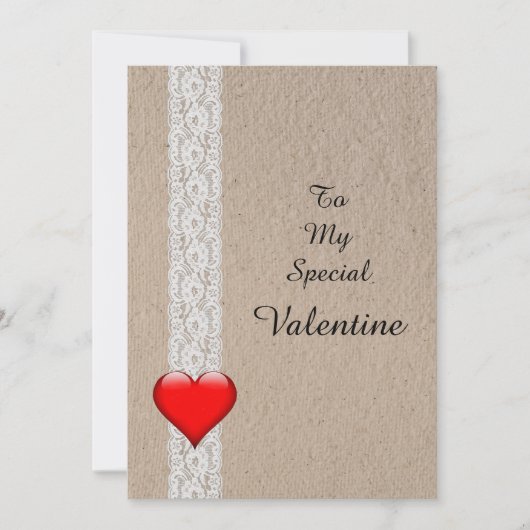 Hart en Kant Speciale Valentijn Feestdagenkaart (Voorkant)