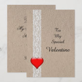 Hart en Kant Speciale Valentijn Feestdagenkaart (Voorkant / Achterkant)