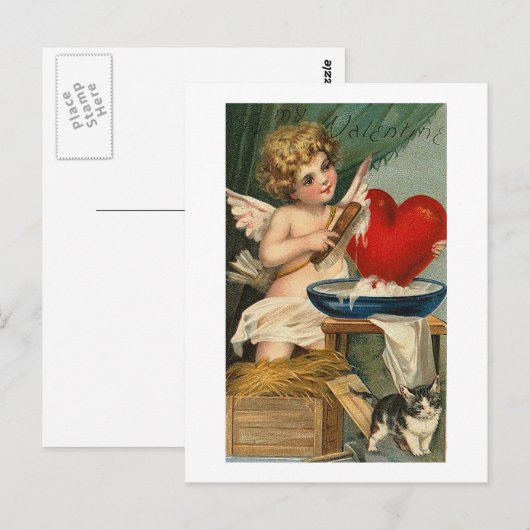 Hart- en kattenwrijving briefkaart (Voorkant / Achterkant)