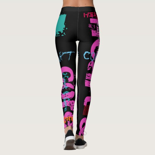 Hart en kern die 10 letters Leggings herhalen (Achterkant)