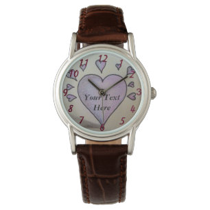hart en kleine paarse harten schilderen romantisch horloge