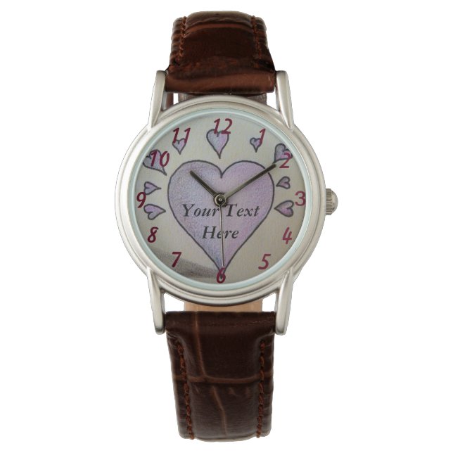 hart en kleine paarse harten schilderen romantisch horloge (Voorkant)