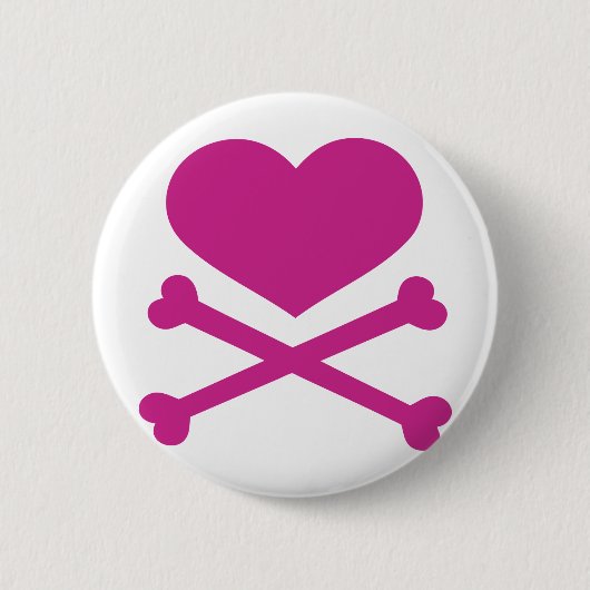 hart- en kruisbeenderen warme roze ronde button 5,7 cm (Voorkant)