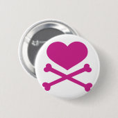 hart- en kruisbeenderen warme roze ronde button 5,7 cm (Voorkant /achterkant)