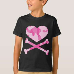 hart- en kruisgraten roze camo t-shirt