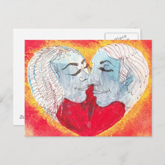 hart en kus briefkaart (Voorkant / Achterkant)