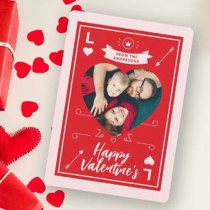 Hart en Liefde Rood Roze Valentijnsdag Familie Fot Kaart