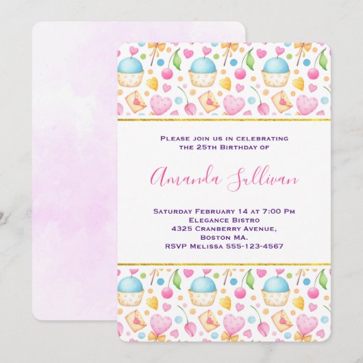 Hart- en liefdesvriendelijke Waterverf Kaart (Voorkant / Achterkant)